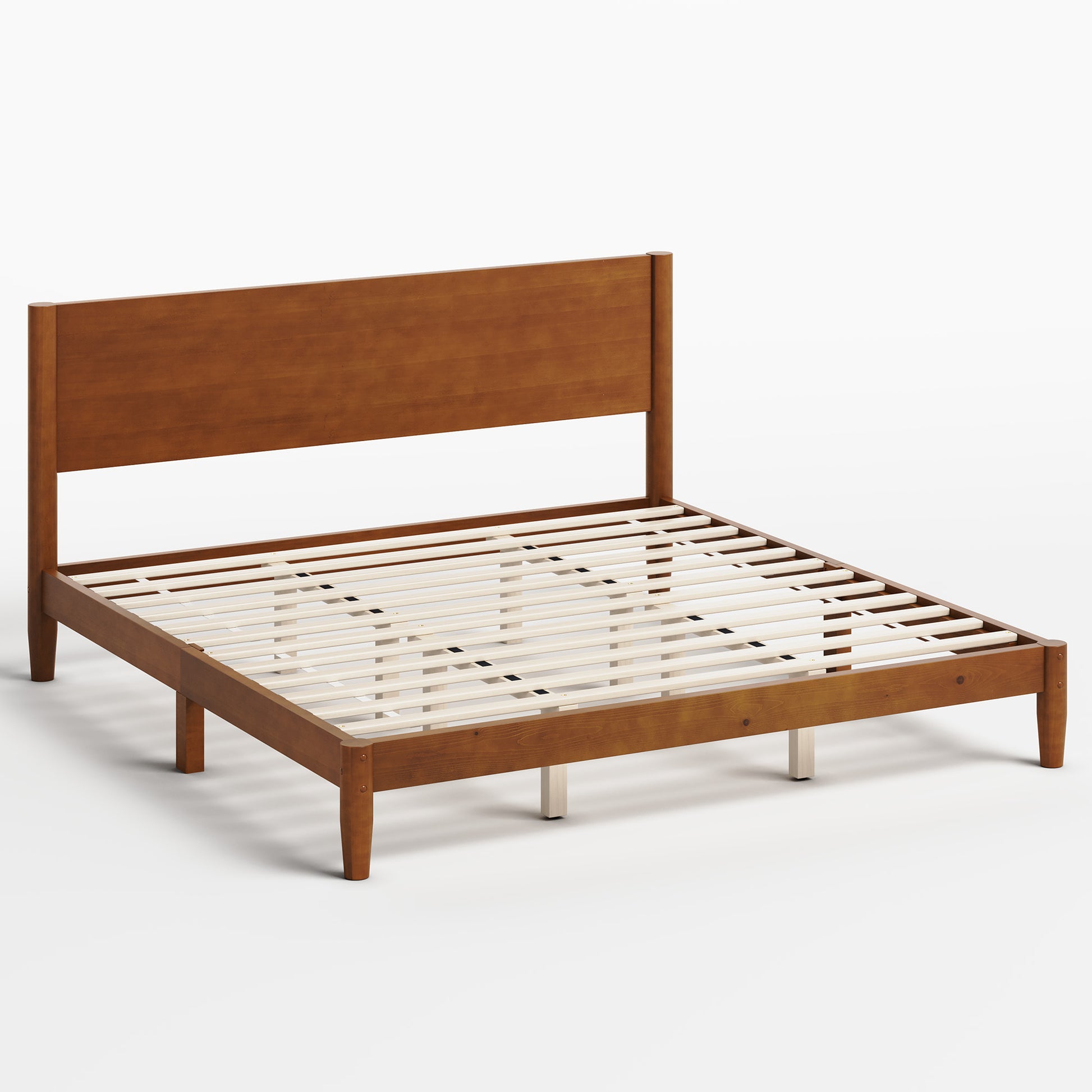 Mid Century Modern Platform Bed-KING BROWN