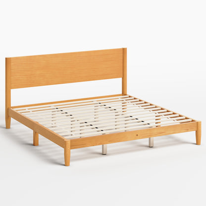 Mid Century Modern Platform Bed-KING NATURAL