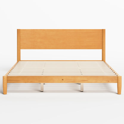 Mid Century Modern Platform Bed-KING NATURAL