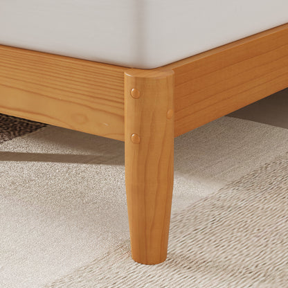 Mid Century Modern Platform Bed-KING NATURAL