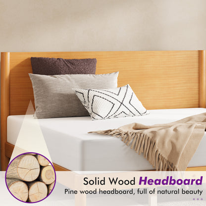 Mid Century Modern Platform Bed-KING NATURAL