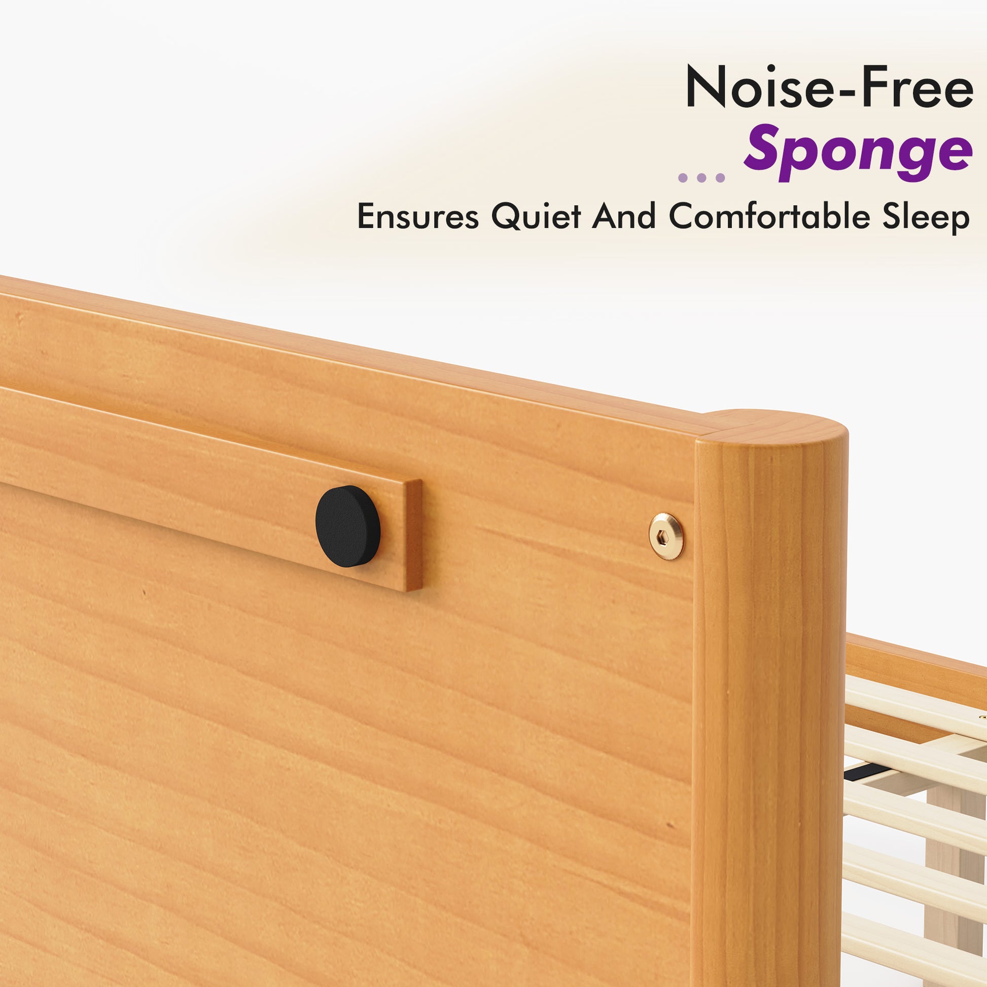 Mid Century Modern Platform Bed-KING NATURAL