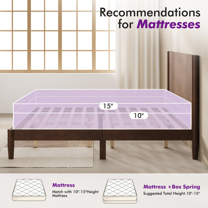 Mid Century Modern Platform Bed-KING WALNUT