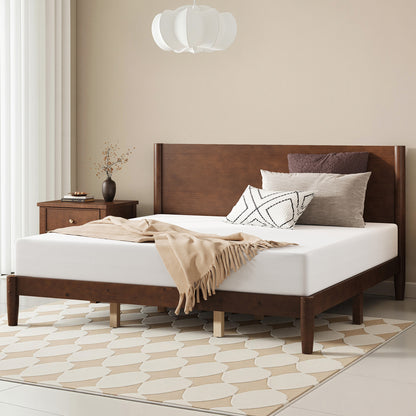 Mid Century Modern Platform Bed-KING WALNUT