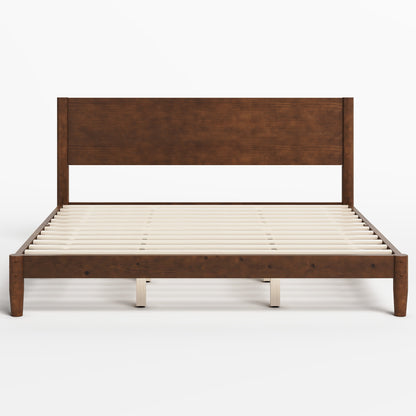 Mid Century Modern Platform Bed-KING WALNUT