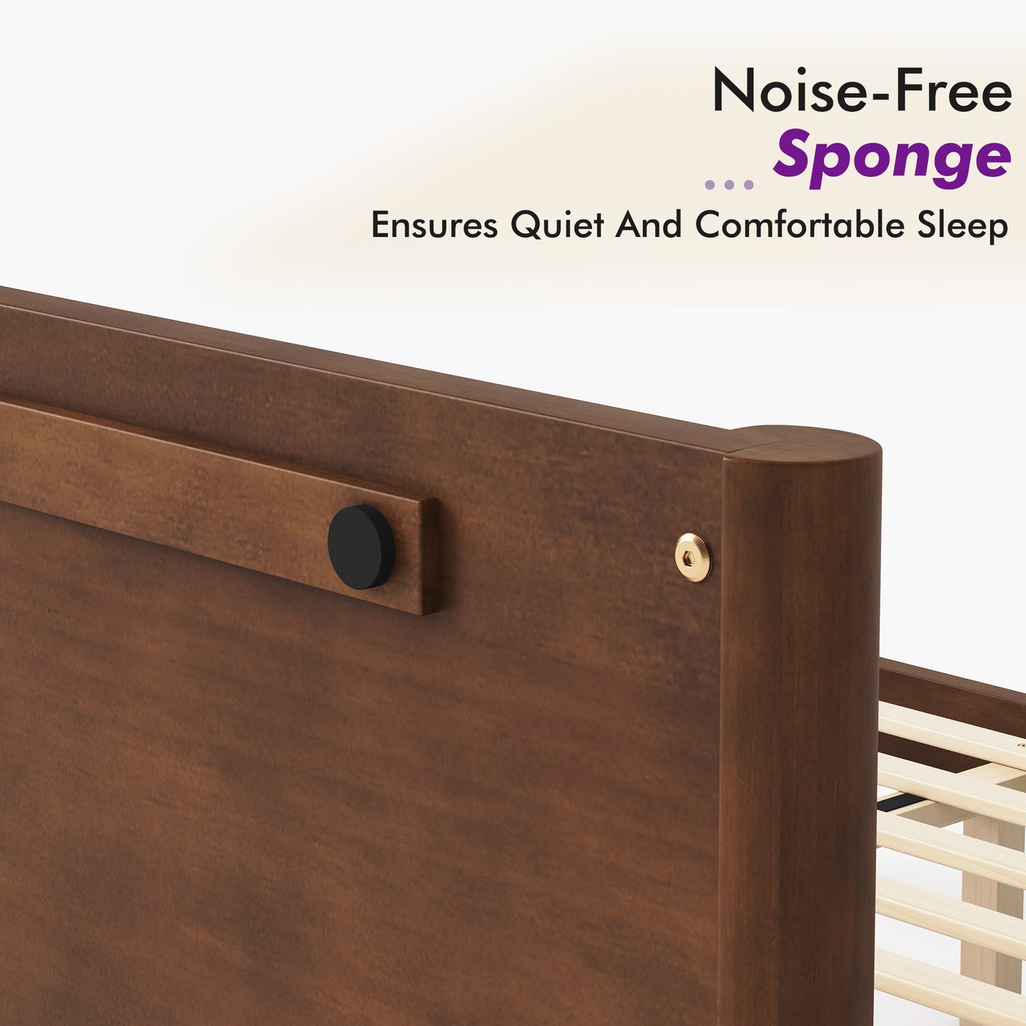 Mid Century Modern Platform Bed-KING WALNUT