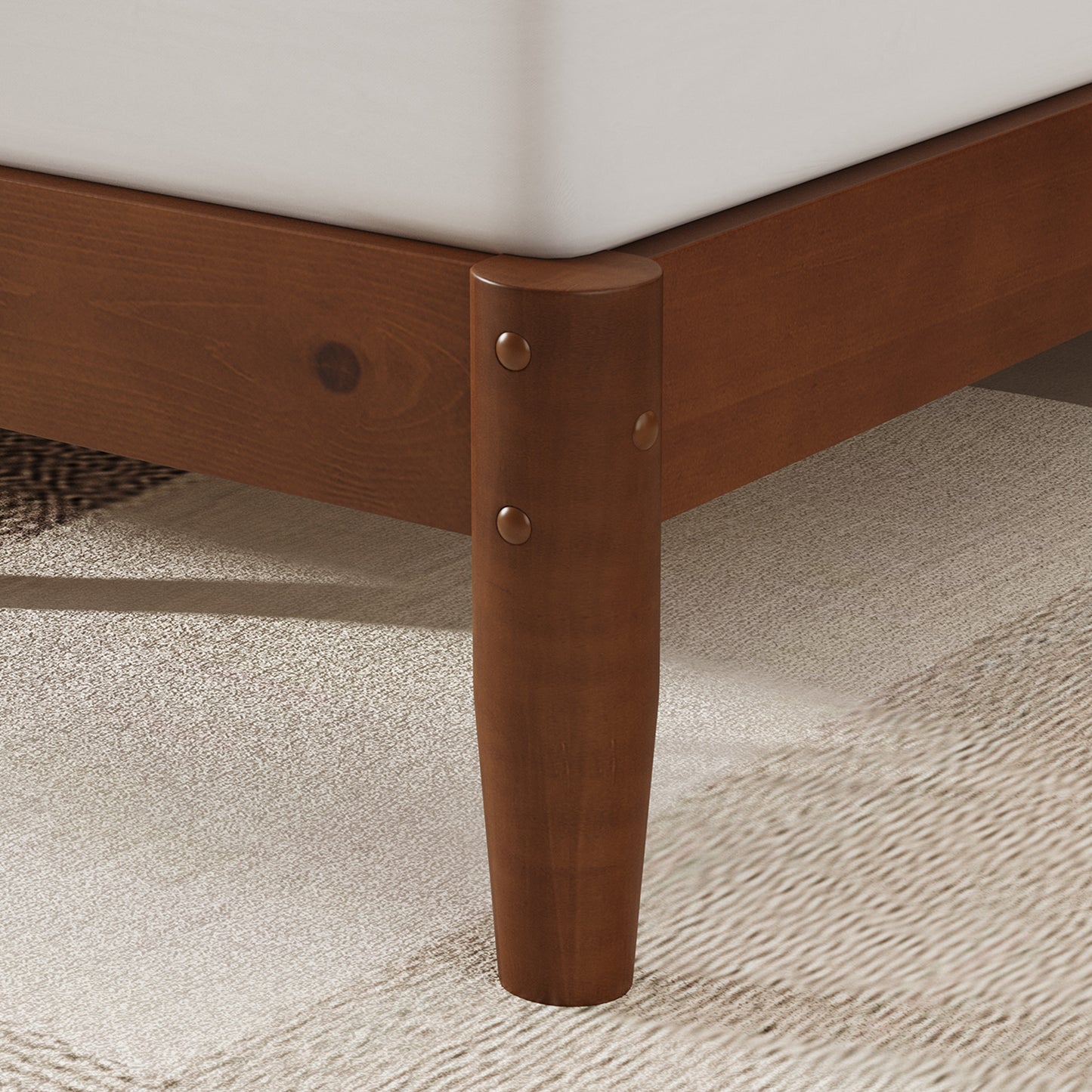 Mid Century Modern Platform Bed-QUEEN BROWN