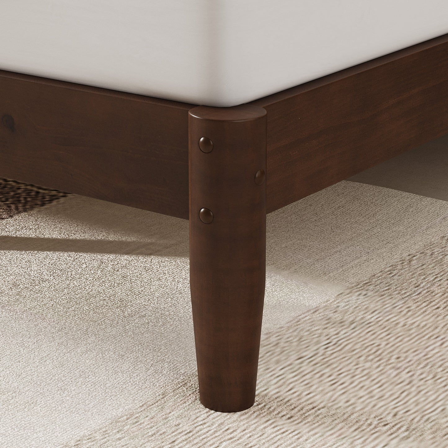 Mid Century Modern Platform Bed-QUEEN WALNUT