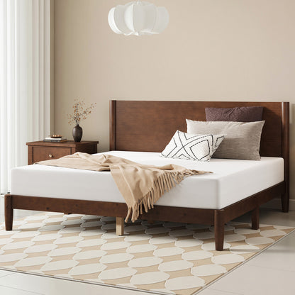 Mid Century Modern Platform Bed-QUEEN WALNUT
