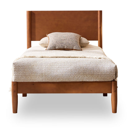 Mid Century Modern Platform Bed-TWIN BROWN