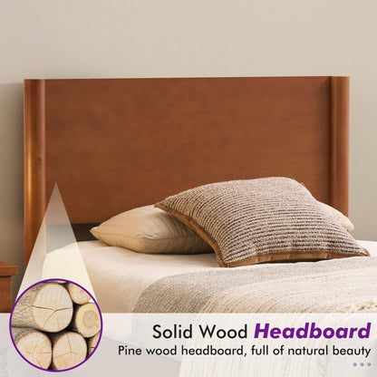 Mid Century Modern Platform Bed-TWIN BROWN