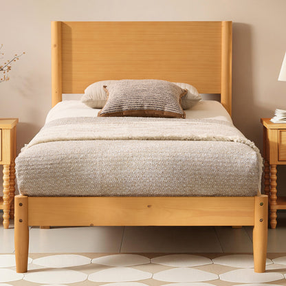 Mid Century Modern Platform Bed-TWIN NATURAL