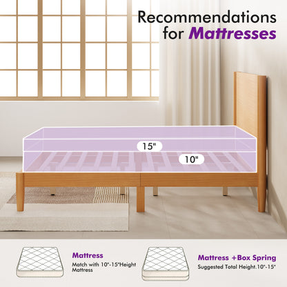 Mid Century Modern Platform Bed-TWIN NATURAL