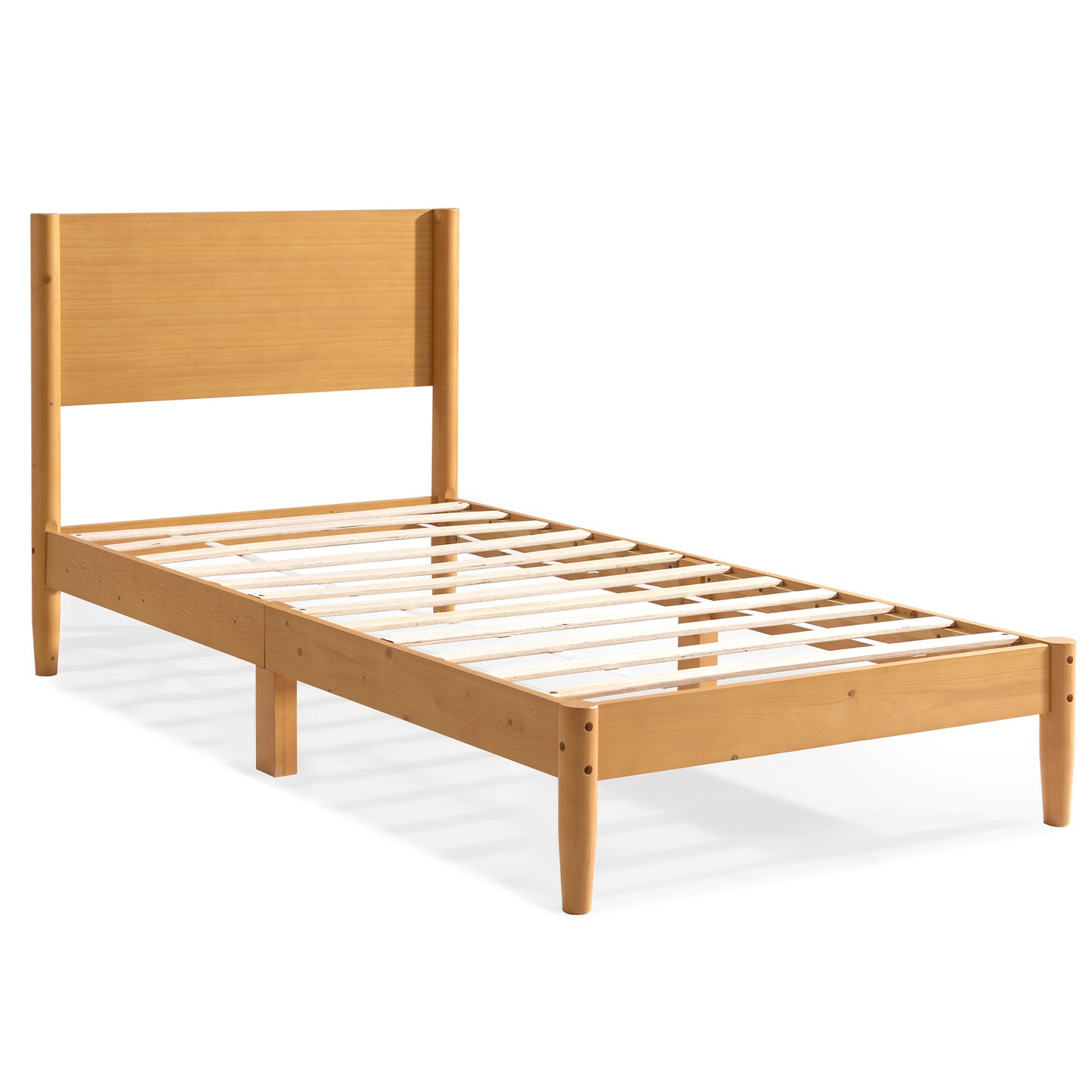 Mid Century Modern Platform Bed-TWIN NATURAL
