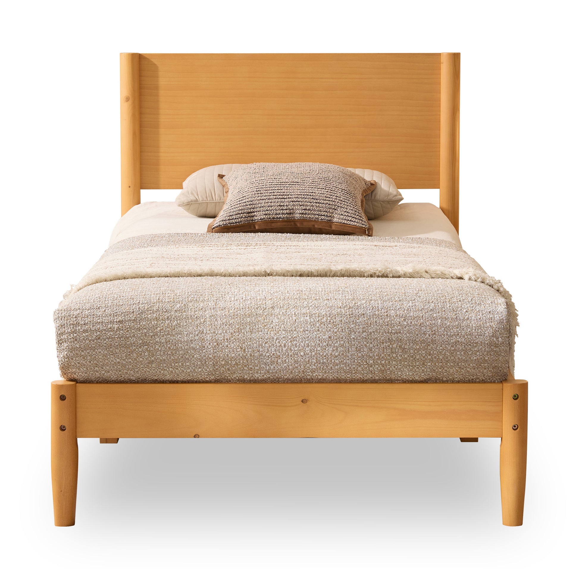 Mid Century Modern Platform Bed-TWIN NATURAL