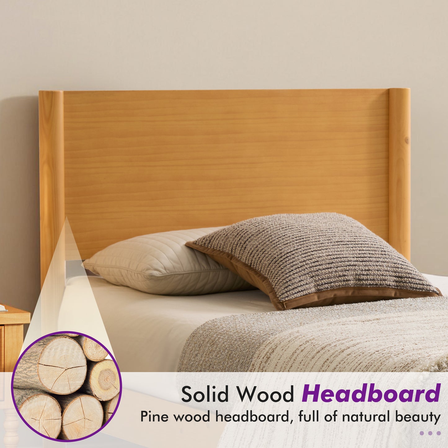 Mid Century Modern Platform Bed-TWIN NATURAL