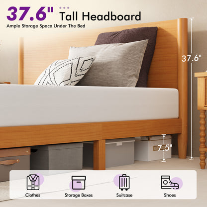 Mid Century Modern Platform Bed-TWIN NATURAL