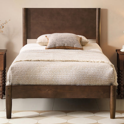 Mid Century Modern Platform Bed-TWIN WALNUT