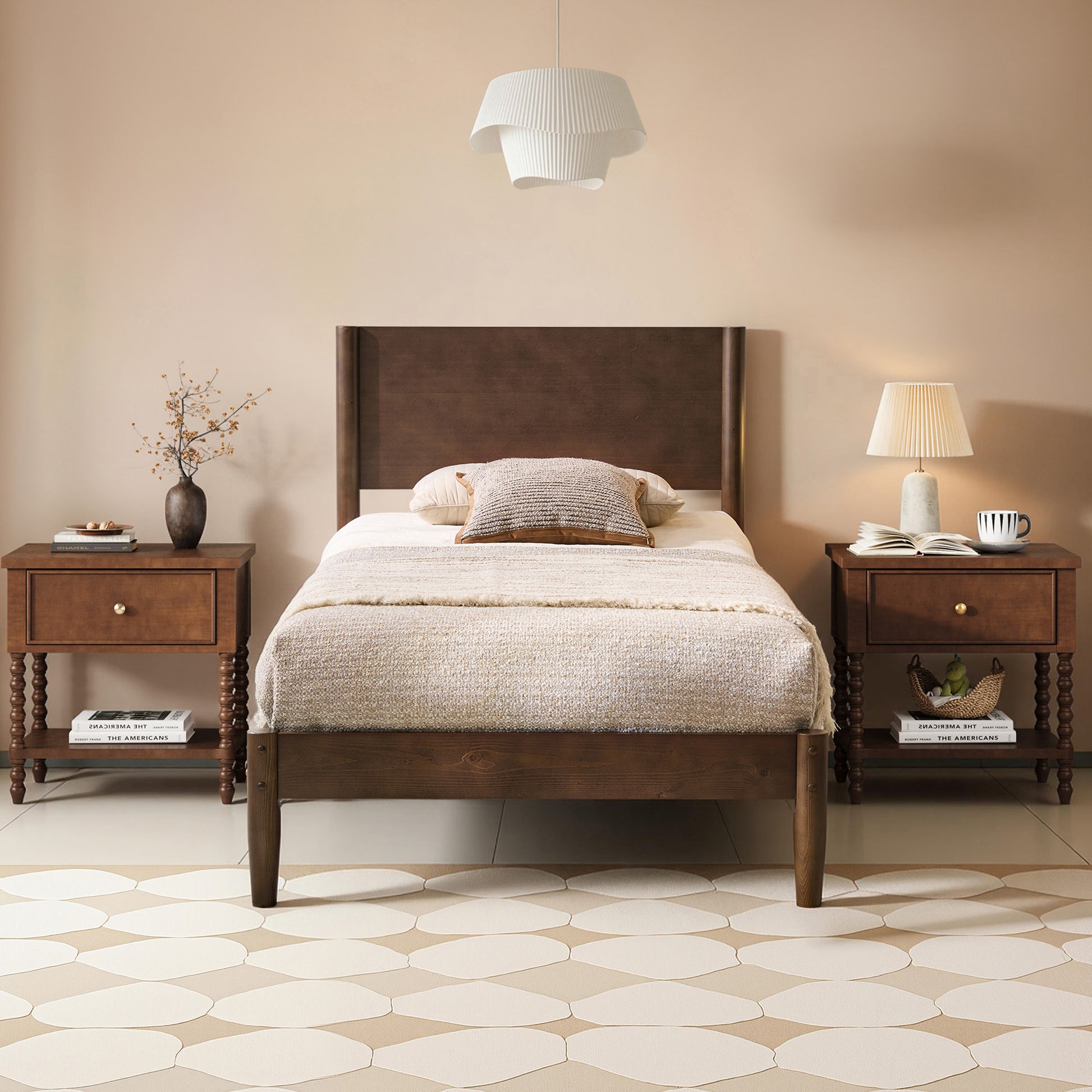 Mid Century Modern Platform Bed-TWIN NATURAL