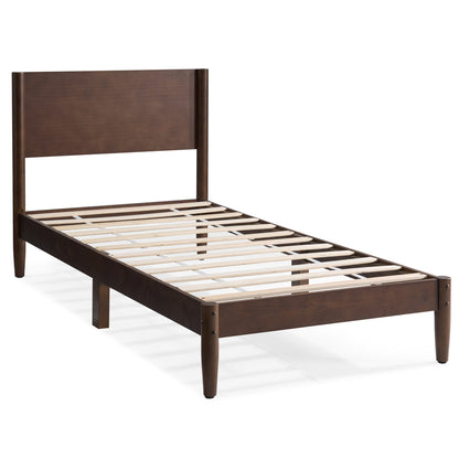 Mid Century Modern Platform Bed-TWIN WALNUT