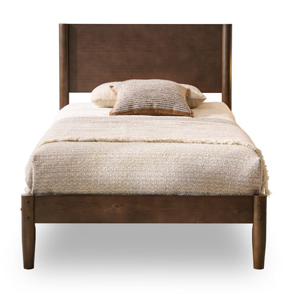 Mid Century Modern Platform Bed-TWIN WALNUT