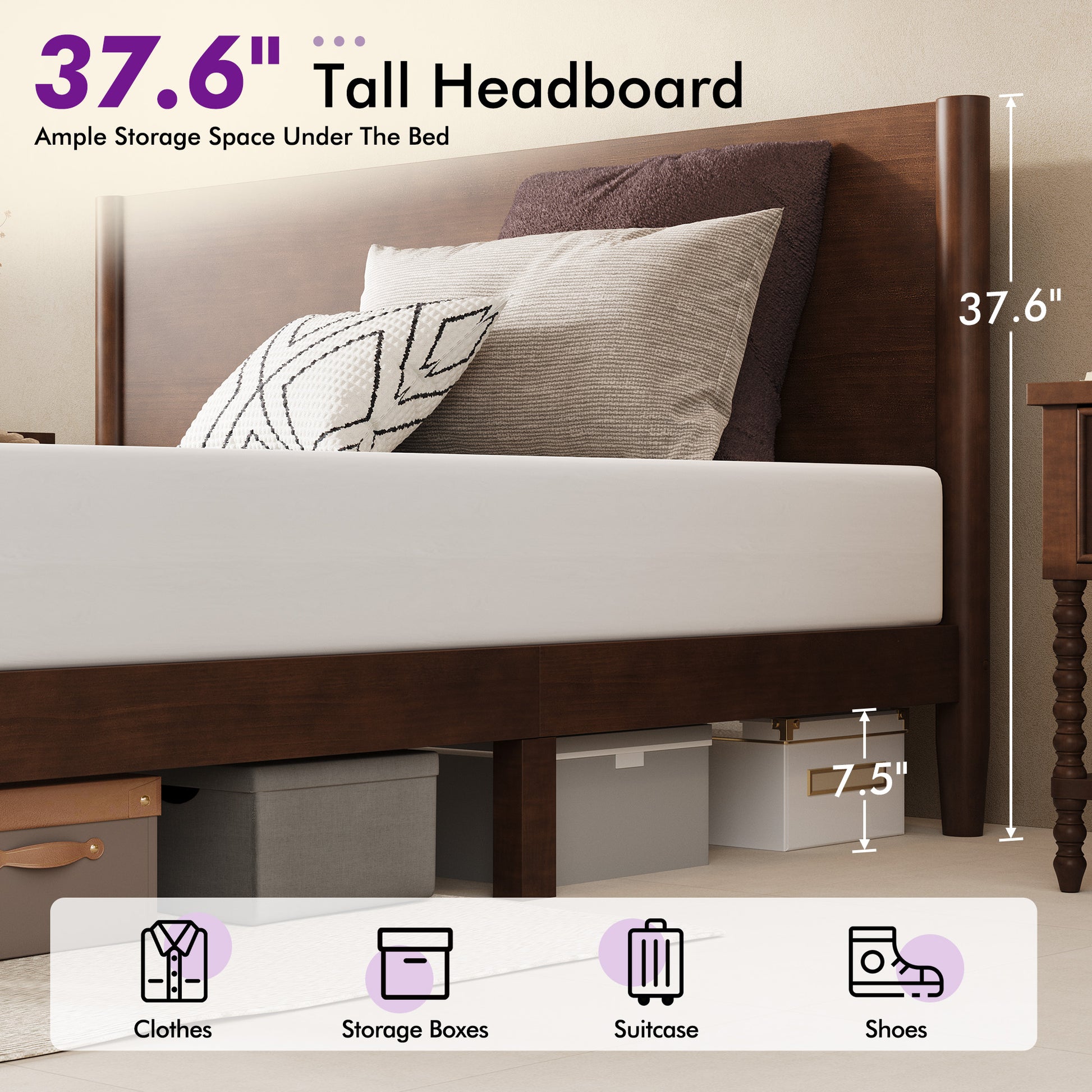 Mid Century Modern Platform Bed-TWIN NATURAL
