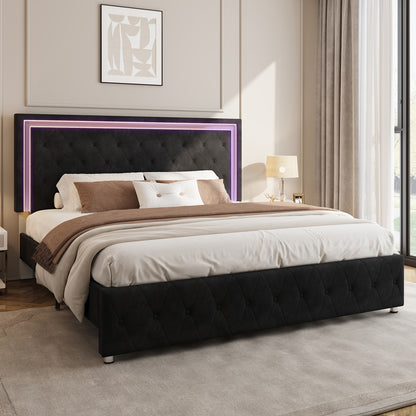 Hues LED Bed Frame-F-BLACK
