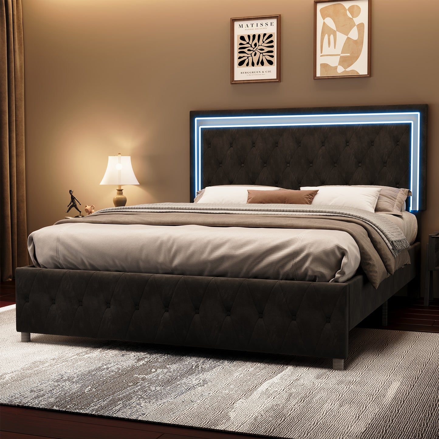 Hues LED Bed Frame-F-BLACK