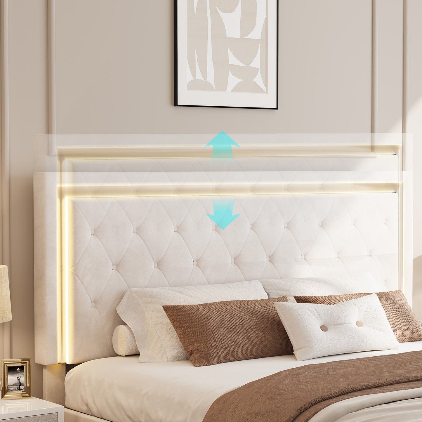 Hues LED Bed Frame-F-CREAM