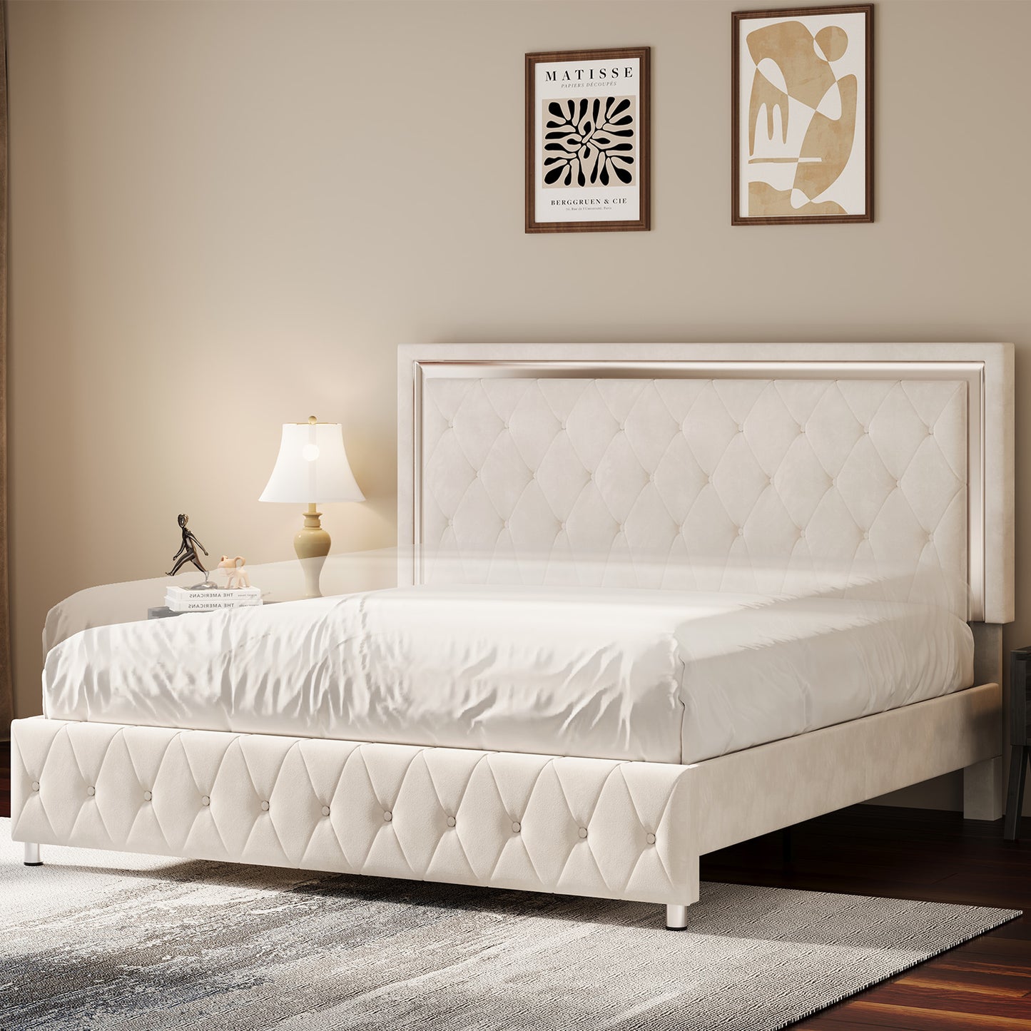 Hues LED Bed Frame-F-CREAM