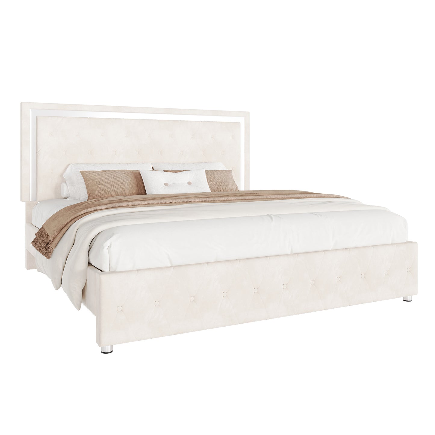 Hues LED Bed Frame-F-CREAM