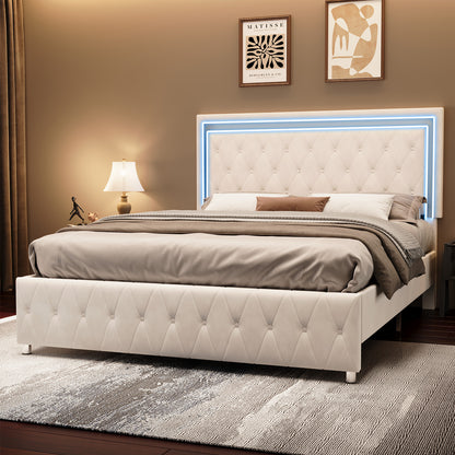 Hues LED Bed Frame-F-CREAM