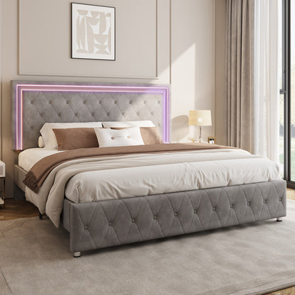 Hues LED Bed Frame-F-GREY