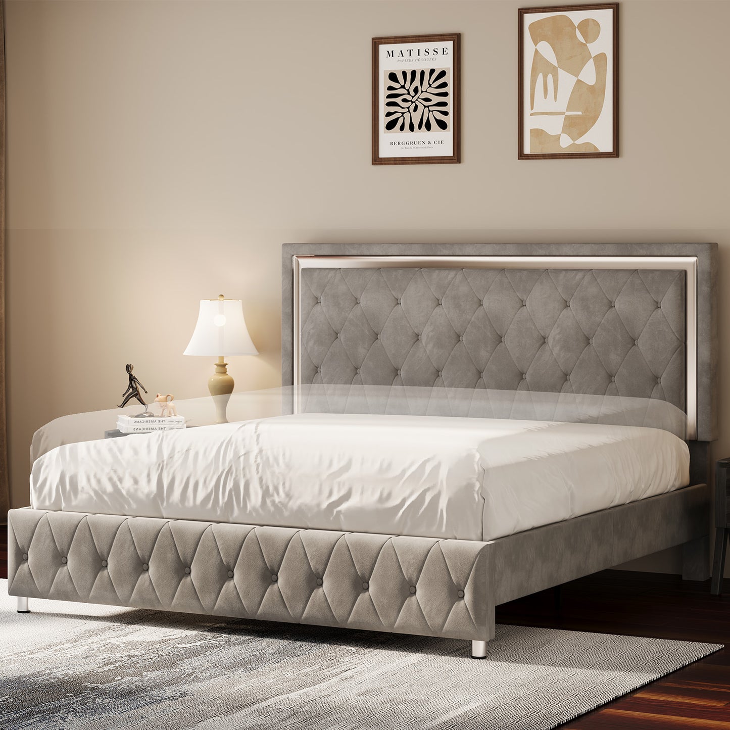 Hues LED Bed Frame-F-GREY