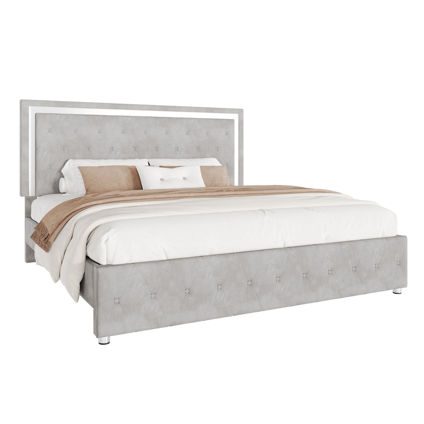 Hues LED Bed Frame-F-GREY