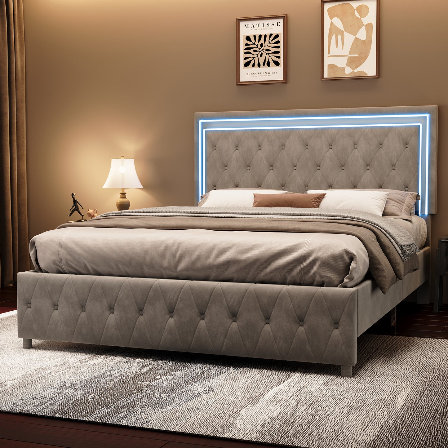 Hues LED Bed Frame-F-GREY
