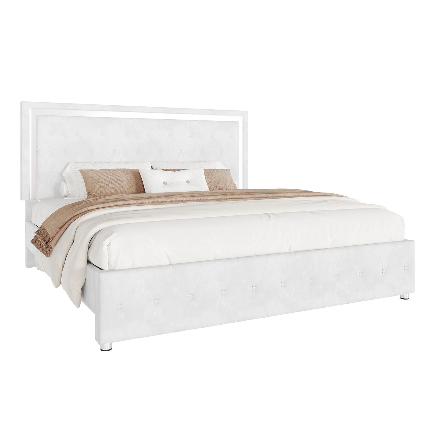 Hues LED Bed Frame-F-WHITE
