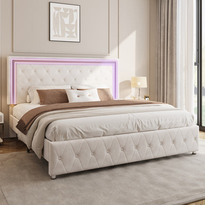 Hues LED Bed Frame-Q-CREAM