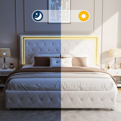 Hues LED Bed Frame-Q-CREAM
