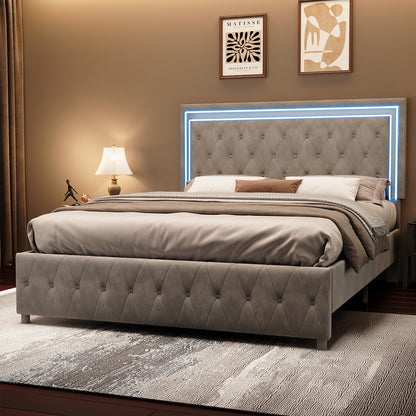 Hues LED Bed Frame-Q-GREY