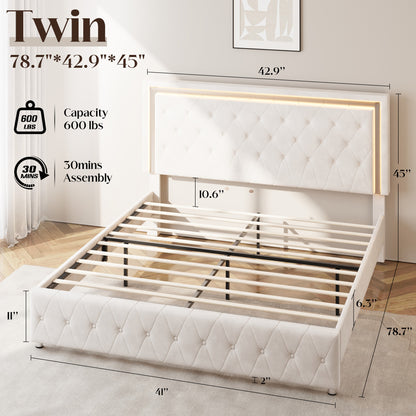 Hues LED Bed Frame-T-CREAM
