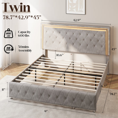 Hues LED Bed Frame-T-GREY