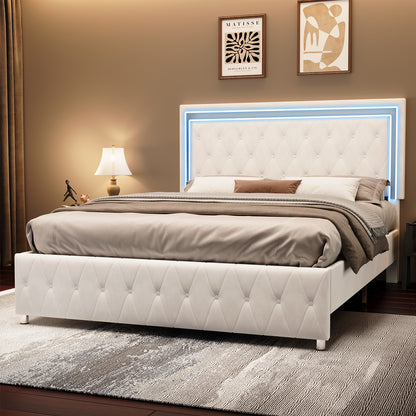 Hues LED Bed Frame-T-WHITE