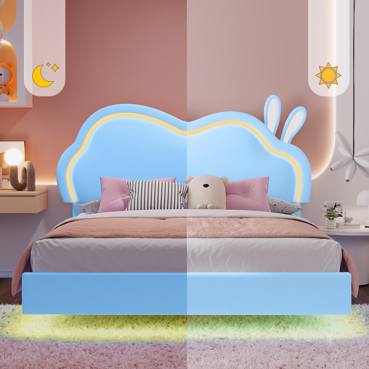 Luna Floating Cloud Bed Amerlife Blue / Full