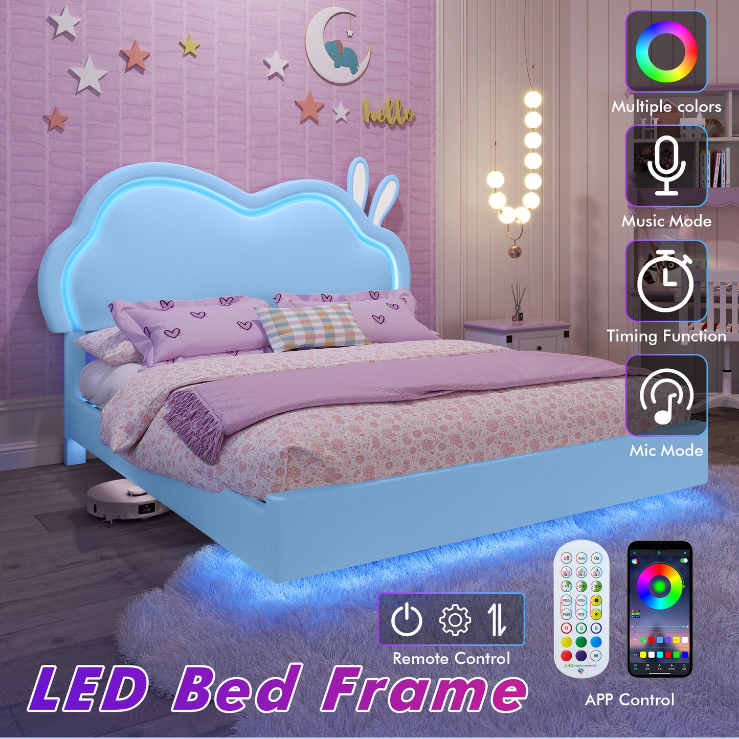 Luna Floating Cloud Bed Amerlife Blue / Twin