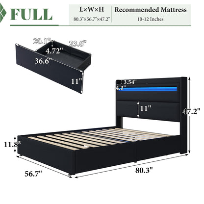 Nest LED Storage Platform Bed Frame Full Black