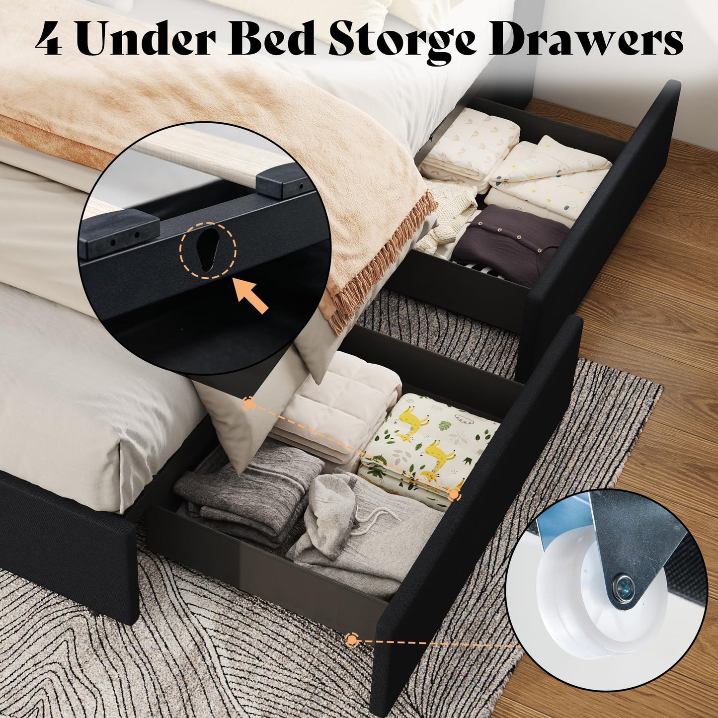 Nest LED Storage Platform Bed Frame Full Black