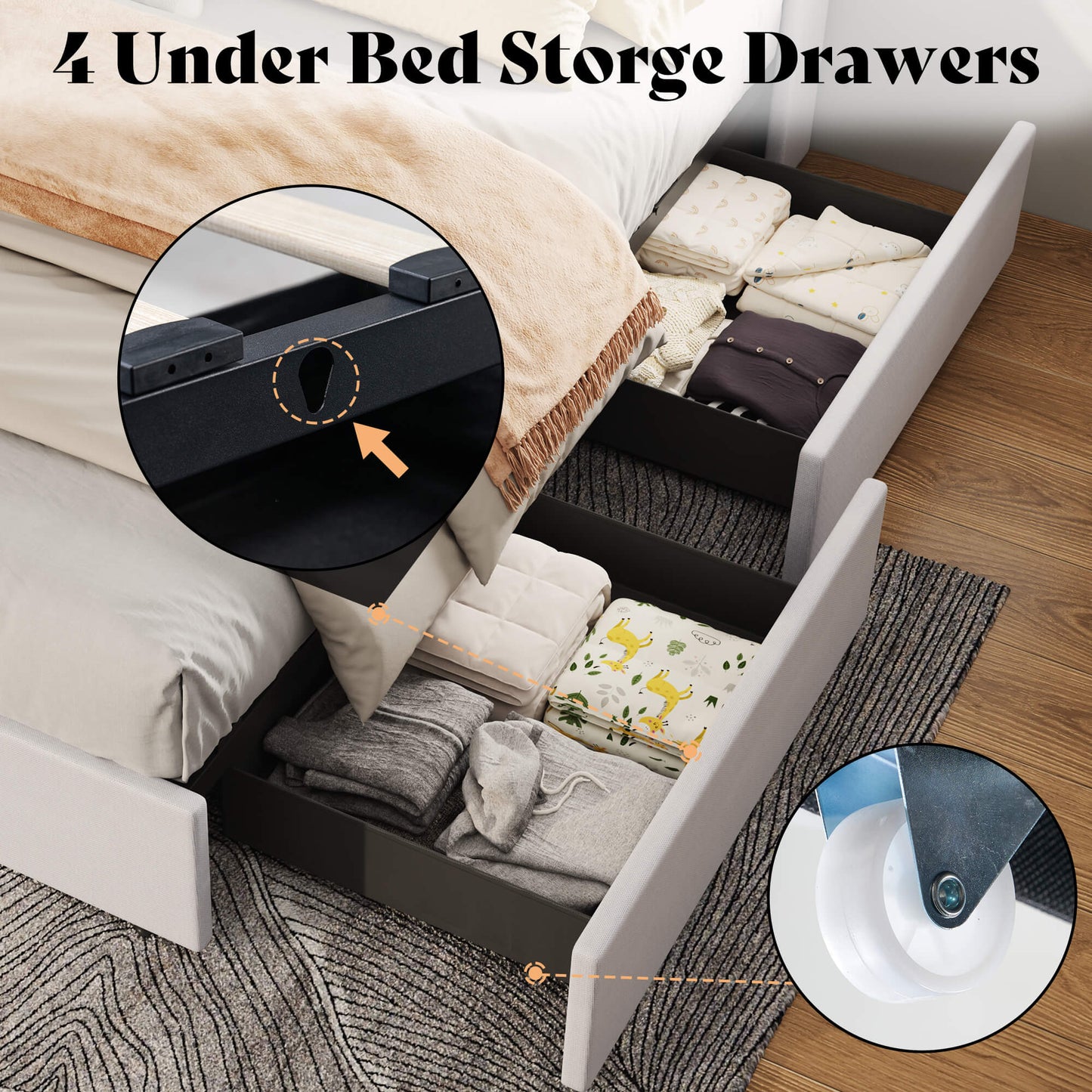 Nest LED Storage Platform Bed Frame Full White