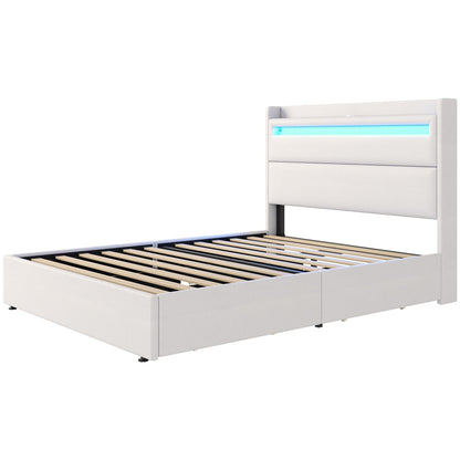 Nest LED Storage Platform Bed Frame Full White