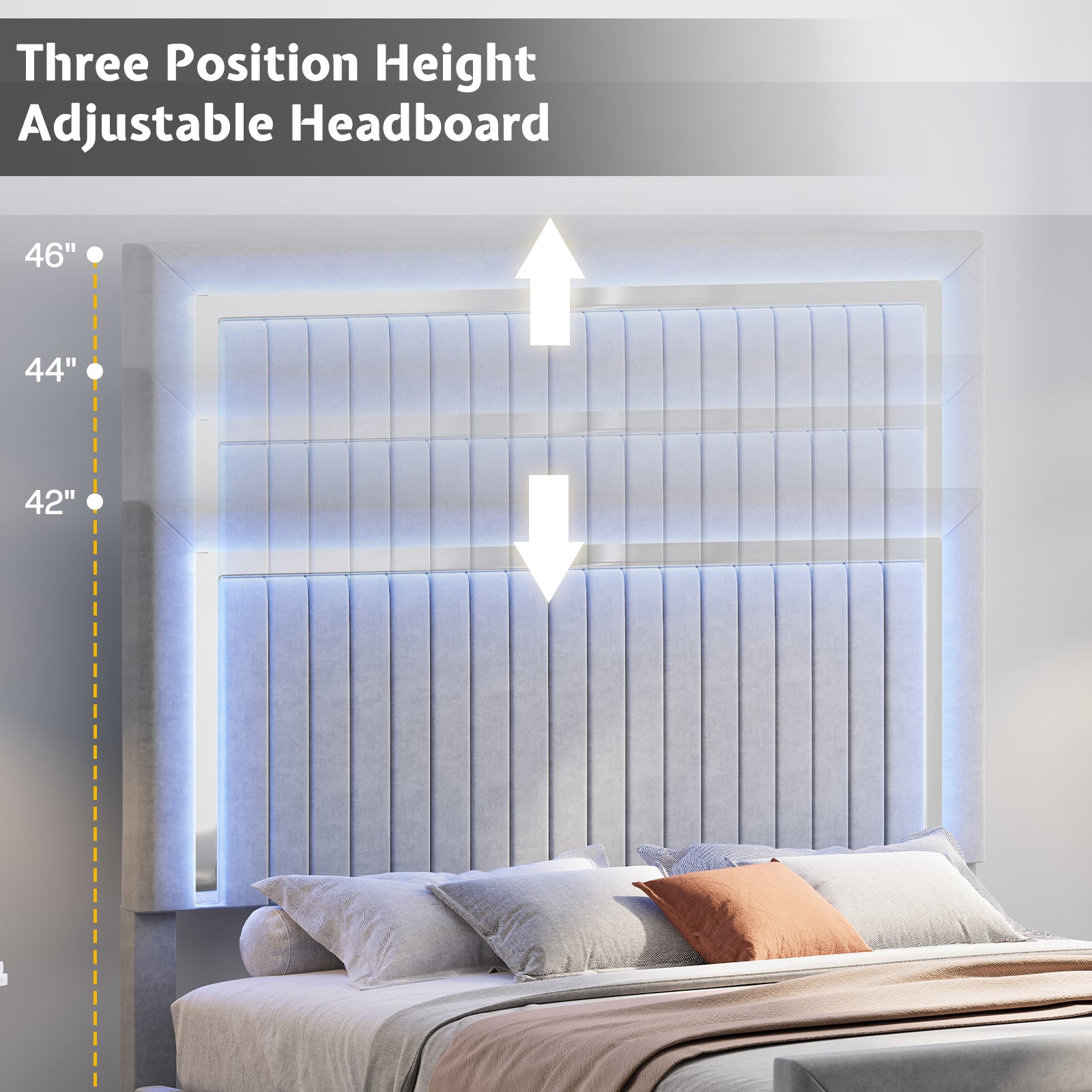Vega LED Storage Bed Frame-BUB036 K Light Grey